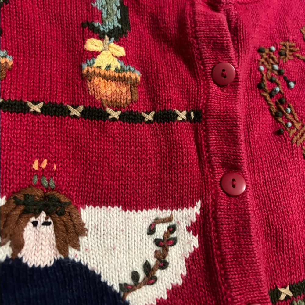 Vintage Quacker Factory Angel Christmas Cardigan | Size L Holiday - Picture 4 of 14